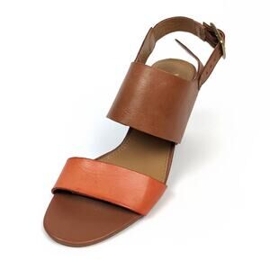 Franco Sarto Burnt Blush The Gothic Leather Block Heel Dress Sandal Size 6